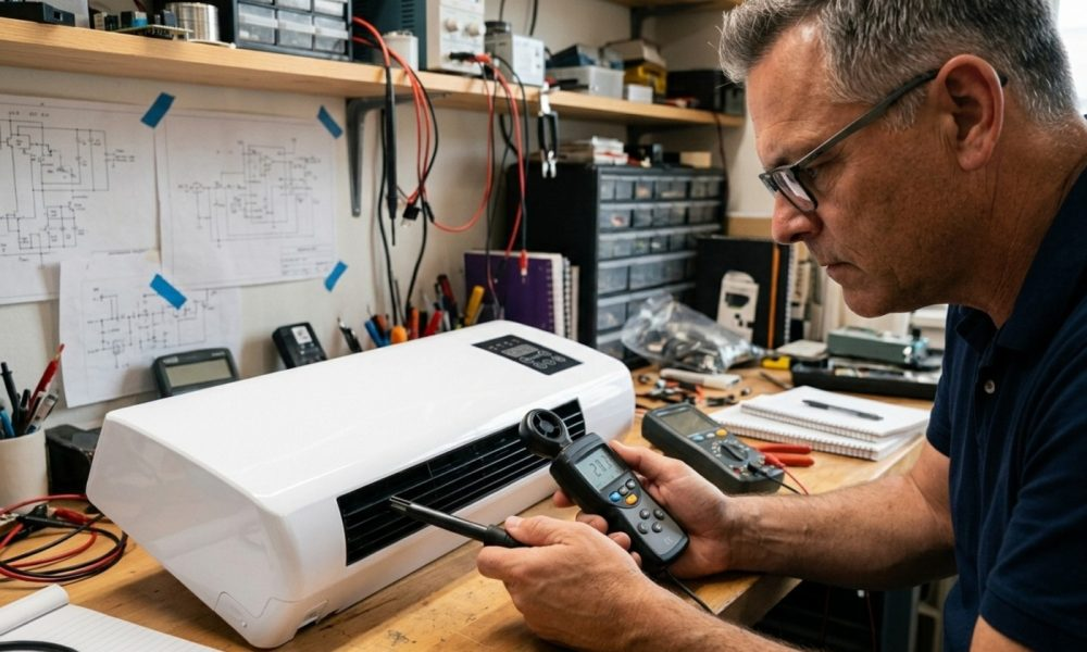 CoolCove engineer testing the unit in the lab